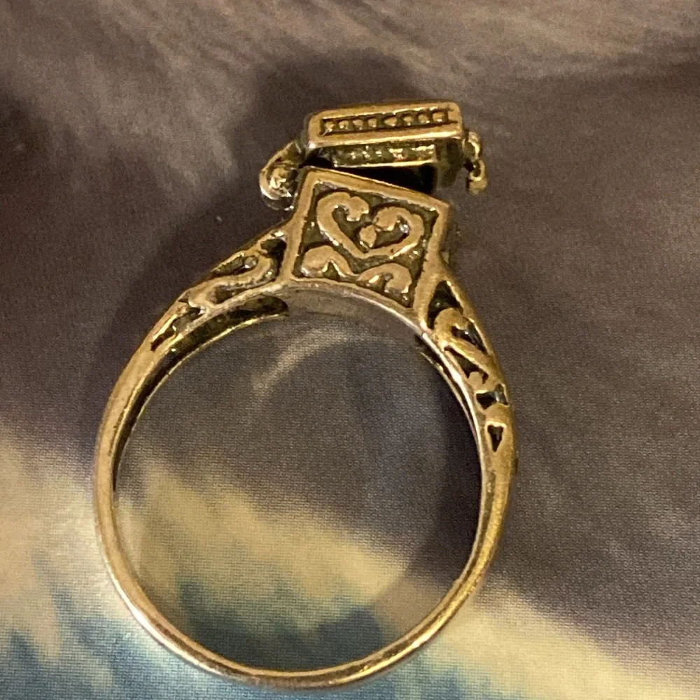 Silver square heart poison rings 925 size 8 and 6.5 - Picture 10 of 14